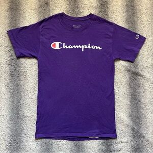 Champion Classic Authentic Athletic Tee Shirt Mens Small Purple White Logo